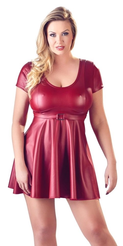 Cottelli CURVES - Mini Sukienka Z Dekoltem Czerwona 2XL Cottelli CURVES Cottelli CURVES - Mini Sukienka Z Dekoltem Czerwona 2XL Cottelli CURVES