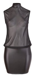 Cottelli CURVES - Seksowna Mini Sukienka Z Siateczką U Góry Czarna 2XL Cottelli CURVES