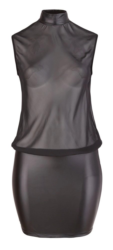 Cottelli CURVES - Seksowna Mini Sukienka Z Siateczką U Góry Czarna 3XL Cottelli CURVES Cottelli CURVES - Seksowna Mini Sukienka Z Siateczką U Góry Czarna 3XL Cottelli CURVES