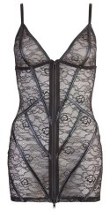 Cottelli LINGERIE - Seksowna Rozpinana Sukienka Z Kwiatowej Koronki Czarna L Cottelli LINGERIE