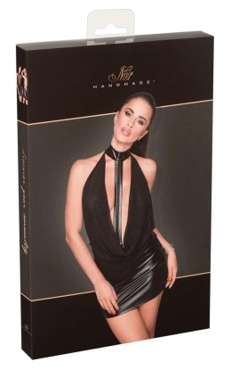 Noir - Seksowna Mini Sukienka Z Matowym Dołem Bez Pleców Czarna M Noir