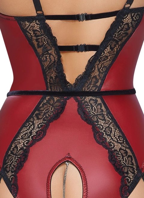 Abierta Fina - Seksowne Czerwone Body Z Elegancką Czarną Koronką L Abierta Fina Abierta Fina - Seksowne Czerwone Body Z Elegancką Czarną Koronką L Abierta Fina