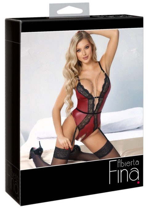 Abierta Fina - Seksowne Czerwone Body Z Elegancką Czarną Koronką M Abierta Fina Abierta Fina - Seksowne Czerwone Body Z Elegancką Czarną Koronką M Abierta Fina