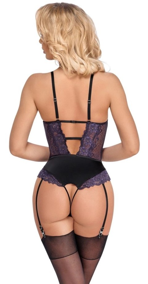 Cottelli LINGERIE - Body Z Fioletowej Koronki Z Paskami Do Pończoch Bez Krocza XL Cottelli LINGERIE Cottelli LINGERIE - Body Z Fioletowej Koronki Z Paskami Do Pończoch Bez Krocza XL Cottelli LINGERIE