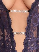 Cottelli LINGERIE - Body Z Fioletowej Koronki Z Paskami Do Pończoch Bez Krocza M Cottelli LINGERIE
