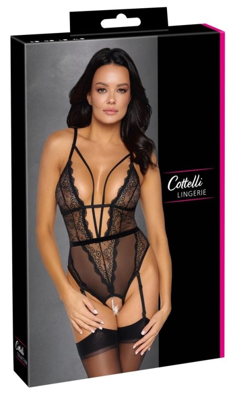 Cottelli LINGERIE - Czarne Koronkowe Body Z Perełkami W Kroczu M Cottelli LINGERIE Cottelli LINGERIE - Czarne Koronkowe Body Z Perełkami W Kroczu M Cottelli LINGERIE