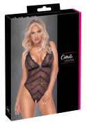 Cottelli LINGERIE - Elastyczne Czarne Body Bez Krocza Z Kwiatową Koronką M Cottelli LINGERIE