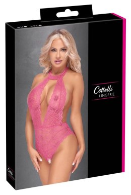 Cottelli LINGERIE - Różowe Koronkowe Body Z Otwartym Kroczem L/XL Cottelli LINGERIE