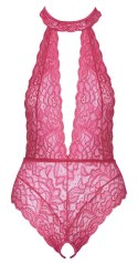 Cottelli LINGERIE - Różowe Koronkowe Body Z Otwartym Kroczem L/XL Cottelli LINGERIE