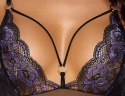 Cottelli LINGERIE - Seksowne Czarne Siateczkowe Body Z Fioletową Koronką M Cottelli LINGERIE