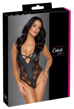 Cottelli PARTY - Seksowne Matowe Body Z Delikatnymi Koronkowymi Wstawkami Czarne XL Cottelli PARTY