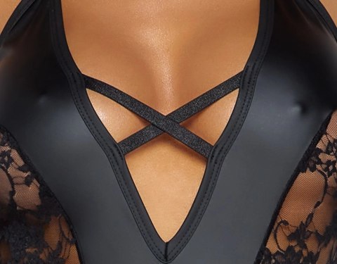 Cottelli PARTY - Seksowne Matowe Body Z Delikatnymi Koronkowymi Wstawkami Czarne XL Cottelli PARTY Cottelli PARTY - Seksowne Matowe Body Z Delikatnymi Koronkowymi Wstawkami Czarne XL Cottelli PARTY
