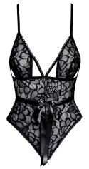 Kissable - Eleganckie Koronkowe Body Z Satynową Kokardką Czarne L/XL Kissable