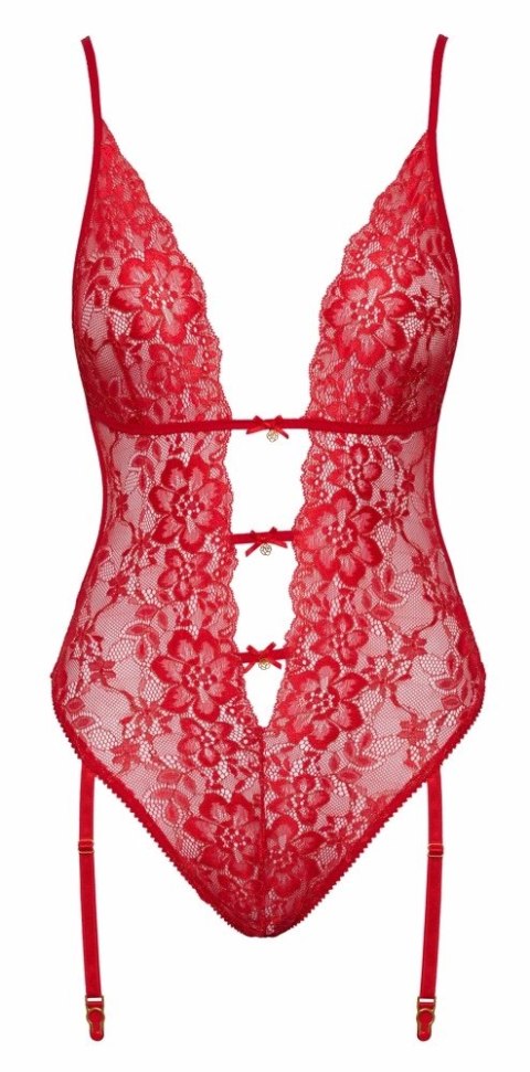 Kissable - Eleganckie Koronkowe Czerwone Body Z Paskami Do Pończoch L/XL Kissable Kissable - Eleganckie Koronkowe Czerwone Body Z Paskami Do Pończoch L/XL Kissable