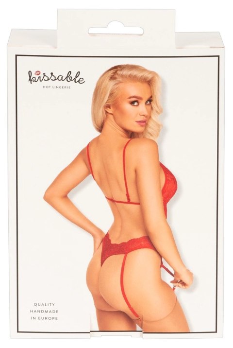 Kissable - Eleganckie Koronkowe Czerwone Body Z Paskami Do Pończoch L/XL Kissable Kissable - Eleganckie Koronkowe Czerwone Body Z Paskami Do Pończoch L/XL Kissable