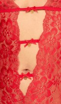Kissable - Eleganckie Koronkowe Czerwone Body Z Paskami Do Pończoch S/M Kissable