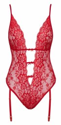 Kissable - Eleganckie Koronkowe Czerwone Body Z Paskami Do Pończoch S/M Kissable