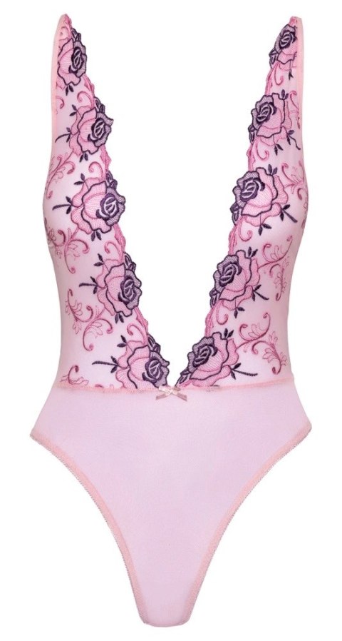 Kissable - Różowe Prześwitujące Body Z Kwiatowym Haftem L/XL Kissable Kissable - Różowe Prześwitujące Body Z Kwiatowym Haftem L/XL Kissable