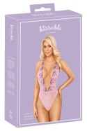 Kissable - Różowe Prześwitujące Body Z Kwiatowym Haftem S/M Kissable
