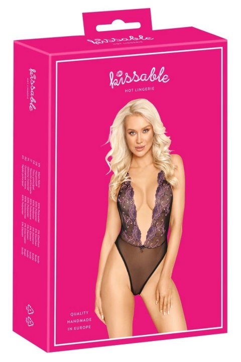 Kissable - Seksowne Czarne Body Z Fioletowym Kwiatowym Haftem L/XL Kissable Kissable - Seksowne Czarne Body Z Fioletowym Kwiatowym Haftem L/XL Kissable
