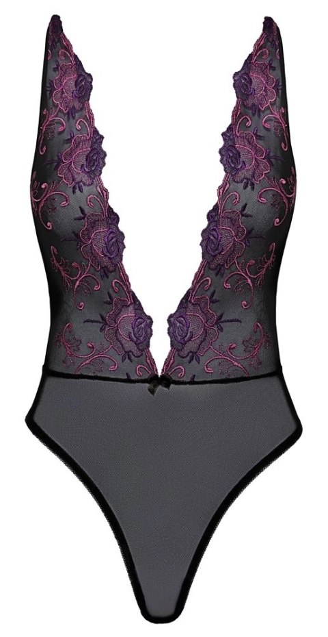 Kissable - Seksowne Czarne Body Z Fioletowym Kwiatowym Haftem L/XL Kissable Kissable - Seksowne Czarne Body Z Fioletowym Kwiatowym Haftem L/XL Kissable