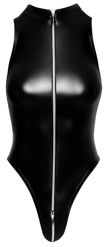 Noir - Czarne Matowe Body Ze Srebrnym Zamkiem Błyskawicznym L Noir Noir - Czarne Matowe Body Ze Srebrnym Zamkiem Błyskawicznym L Noir
