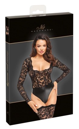 Noir - Seksowne Koronkowe Body Z Matowym Dołem Czarne XL Noir