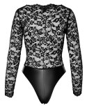 Noir - Seksowne Koronkowe Body Z Matowym Dołem Czarne XL Noir