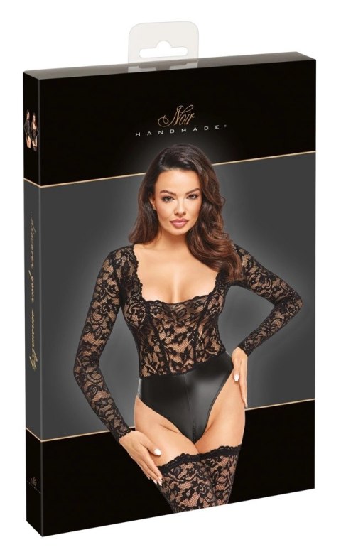 Noir - Seksowne Koronkowe Body Z Matowym Dołem Czarne L Noir Noir - Seksowne Koronkowe Body Z Matowym Dołem Czarne L Noir