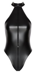 Noir - Seksowne Matowe Body Z Kołnierzykiem Ze Srebrnymi Dżetami XL Noir