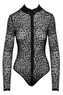 Noir - Seksowne Prześwitujące Panterkowe Body Czarne XL Noir