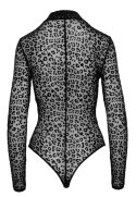 Noir - Seksowne Prześwitujące Panterkowe Body Czarne XL Noir