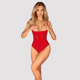 Obsessive - Czerwone Koronkowe Body Bez Biustu I Krocza Ingridia XL/2XL Obsessive