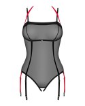 Obsessive - Półprzezroczyste Body Z Paskami Do Pończoch Bez Krocza Glandez M/L Obsessive
