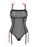 Obsessive - Półprzezroczyste Body Z Paskami Do Pończoch Czarne Glandez M/L Obsessive