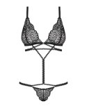 Obsessive - Seksowne Mocno Wycięte Body Z Paseczków Czarne S/M Obsessive