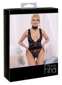 Abierta Fina - Seksowne Koronkowe Body Bez Krocza Z Ozdobnym Łańcuszkiem XL Abierta Fina