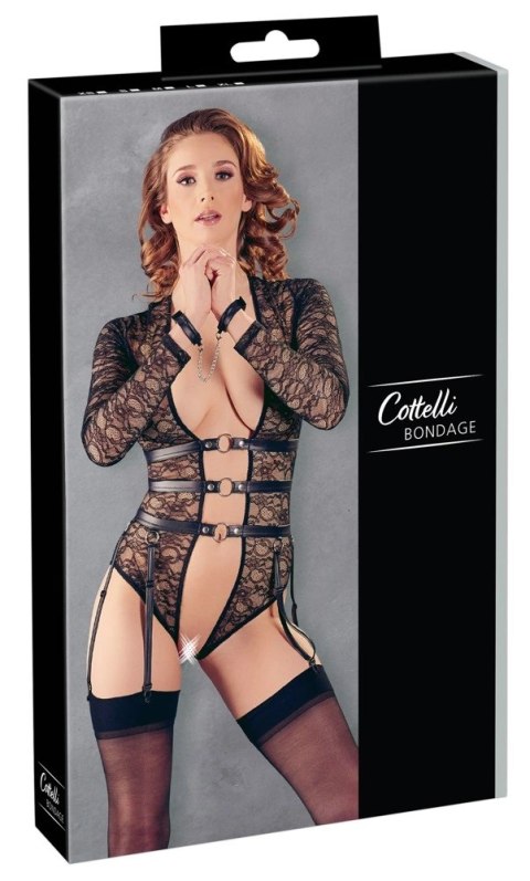 Cottelli Bondage - Gorące Koronkowe Body Z Paskami Do Pończoch Bez Krocza L Cottelli BONDAGE Cottelli Bondage - Gorące Koronkowe Body Z Paskami Do Pończoch Bez Krocza L Cottelli BONDAGE