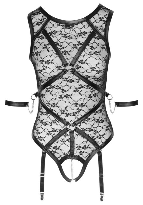 Cottelli Bondage - Koronkowe Body W Kwiatowe Wzory Bez Kroku + Mankiety XL Cottelli BONDAGE Cottelli Bondage - Koronkowe Body W Kwiatowe Wzory Bez Kroku + Mankiety XL Cottelli BONDAGE