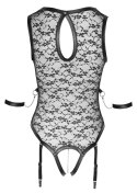 Cottelli Bondage - Koronkowe Body W Kwiatowe Wzory Bez Kroku + Mankiety L Cottelli BONDAGE