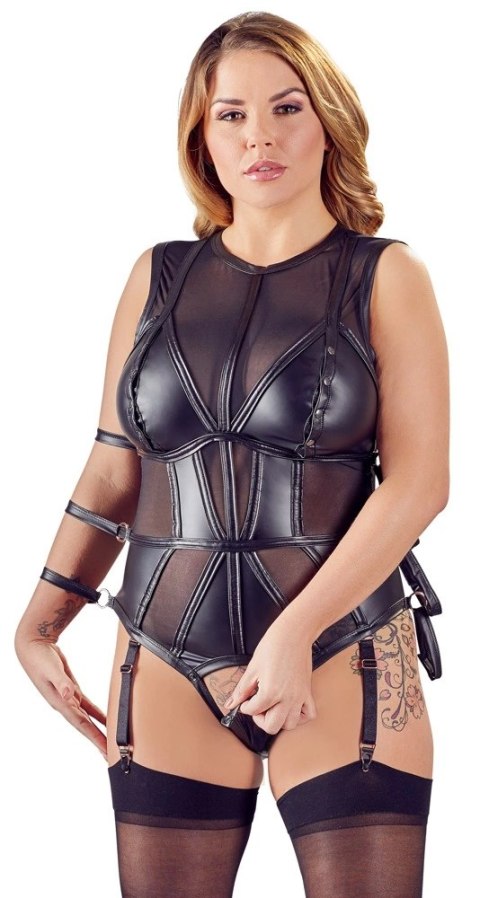 Cottelli Bondage - Seksowne Body Z Mankietami I Suwakami 2XL Cottelli BONDAGE Cottelli Bondage - Seksowne Body Z Mankietami I Suwakami 2XL Cottelli BONDAGE