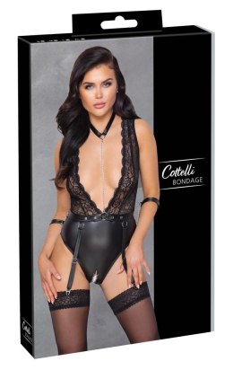 Cottelli Bondage - Seksowne Body Z Mankietami Obrożą I Paskami Do Pończoch L Cottelli BONDAGE