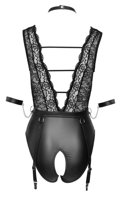 Cottelli Bondage - Seksowne Body Z Mankietami Obrożą I Paskami Do Pończoch L Cottelli BONDAGE Cottelli Bondage - Seksowne Body Z Mankietami Obrożą I Paskami Do Pończoch L Cottelli BONDAGE