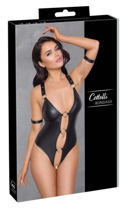 Cottelli Bondage - Seksowne Matowe Body Z 3 Srebrnymi Pierścieniami M Cottelli BONDAGE