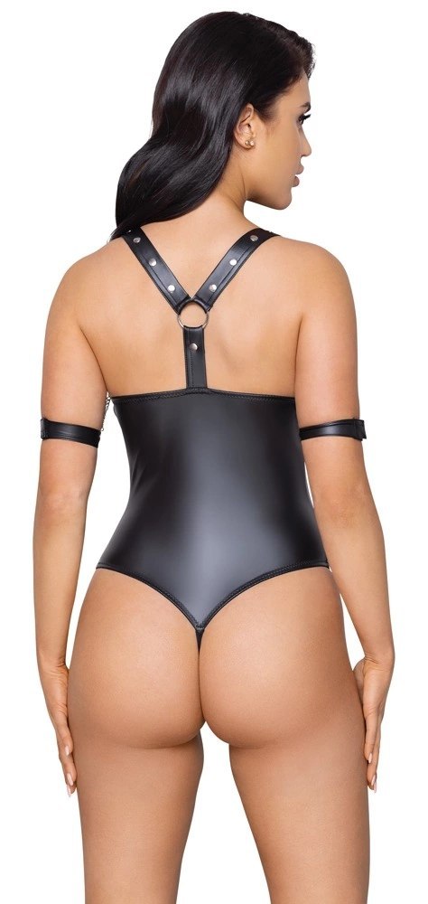 Cottelli Bondage - Seksowne Matowe Body Z 3 Srebrnymi Pierścieniami S Cottelli BONDAGE Cottelli Bondage - Seksowne Matowe Body Z 3 Srebrnymi Pierścieniami S Cottelli BONDAGE