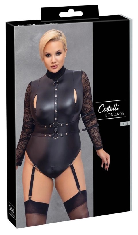 Cottelli Bondage - Seksowne Matowe Body Z Koronkowymi Rękawami 3XL Cottelli BONDAGE Cottelli Bondage - Seksowne Matowe Body Z Koronkowymi Rękawami 3XL Cottelli BONDAGE