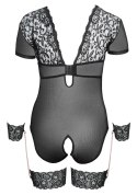 Cottelli Bondage - Siateczkowe Body Z Seksowną Koronką Bez Kroku Z Mankietami 85D/L Cottelli BONDAGE