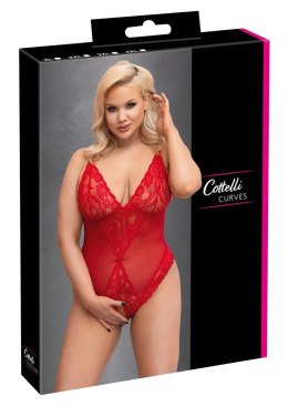 Cottelli CURVES - Czerwone Body Bez Krocza Z Delikatną Koronką 3XL Cottelli CURVES