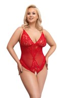 Cottelli CURVES - Czerwone Body Bez Krocza Z Delikatną Koronką 4XL Cottelli CURVES