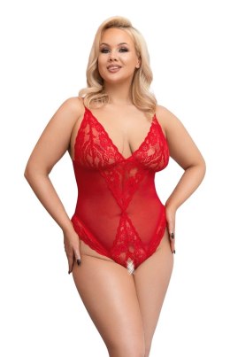 Cottelli CURVES - Czerwone Body Bez Krocza Z Delikatną Koronką 4XL Cottelli CURVES